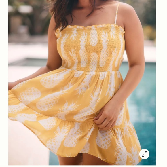 Anthropologie Other - NEW By Anthropologie 🍍Printed Smocked Mini Cover Up Size M